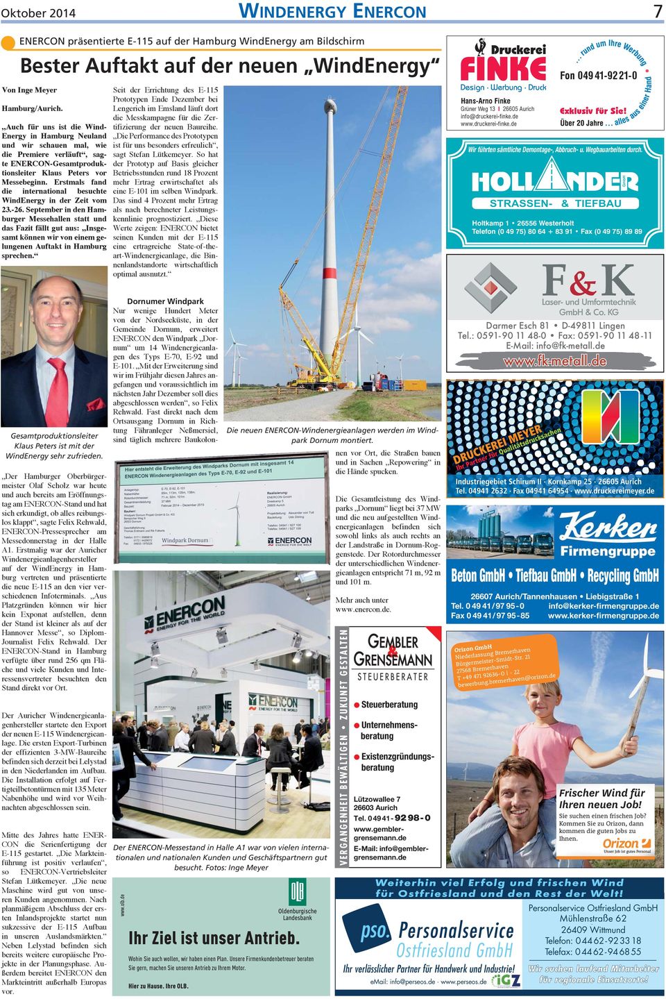 Erstmals fand die international besuchte WindEnergy in der Zeit vom 23.-26.