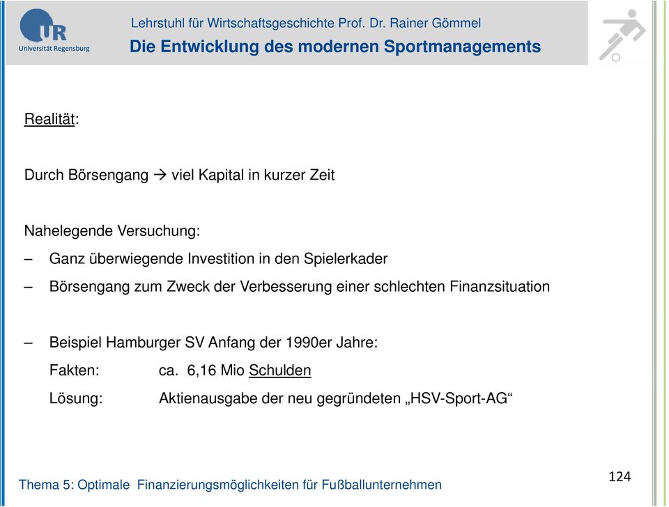 einer schlechten Finanzsituation Beispiel Hamburger SV Anfang der 1990er Jahre: