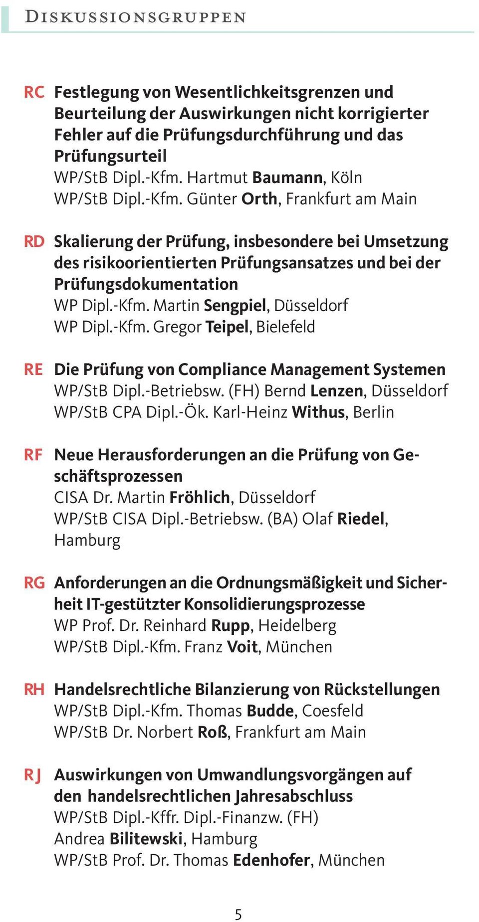 Günter Orth, Frankfurt am Main RD Skalierung der Prüfung, insbesondere bei Umsetzung des risikoorientierten Prüfungsansatzes und bei der Prüfungsdokumentation WP Dipl.-Kfm.