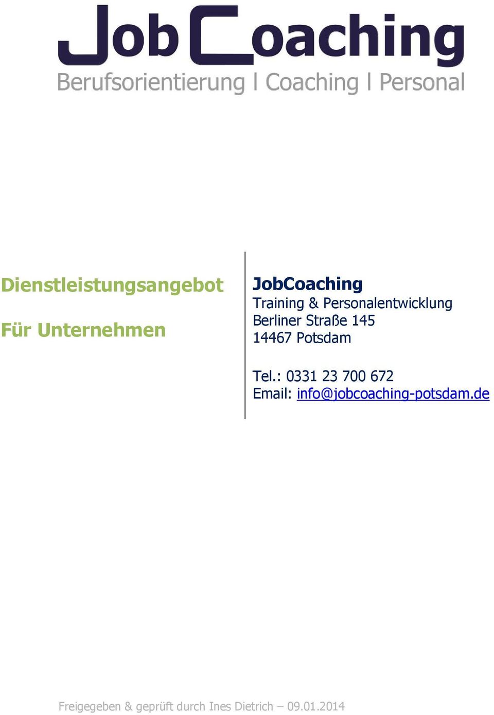 Dienstleistungsangebot Für Unternehmen Jobcoaching Training