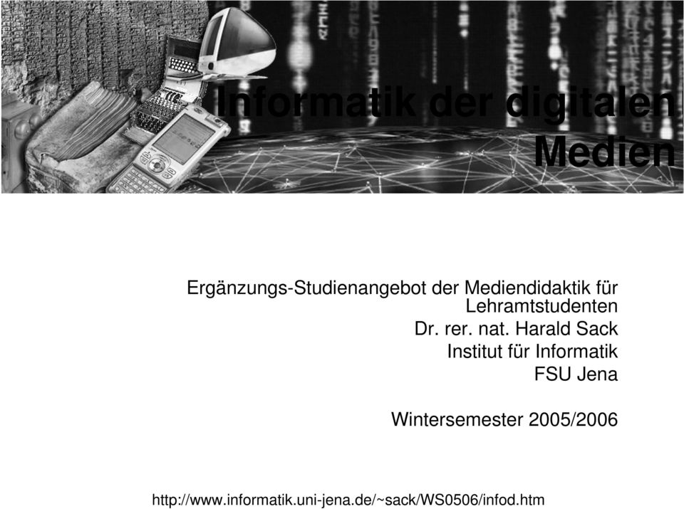 Harald Sack Institut für Informatik FSU Jena Wintersemester
