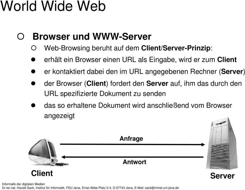(Server) der Browser (Client) fordert den Server auf, ihm das durch den URL spezifizierte