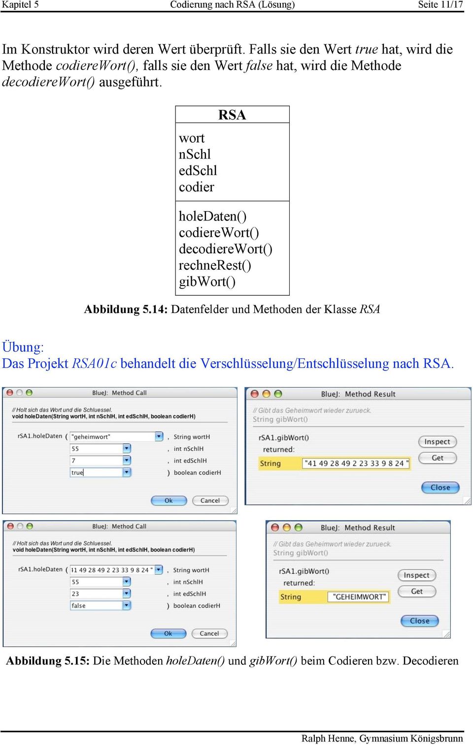 wort nschl edschl codier RSA holedaten() codierewort() decodierewort() rechnerest() gibwort() Abbildung 5.