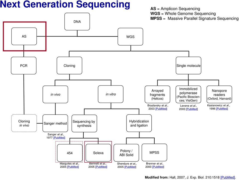 , 2003 [PubMed] Kasianowicz et al., 1996 [PubMed] Cloning in vivo Sanger method Sequencing by synthesis Hybridization and ligation Sanger et al.