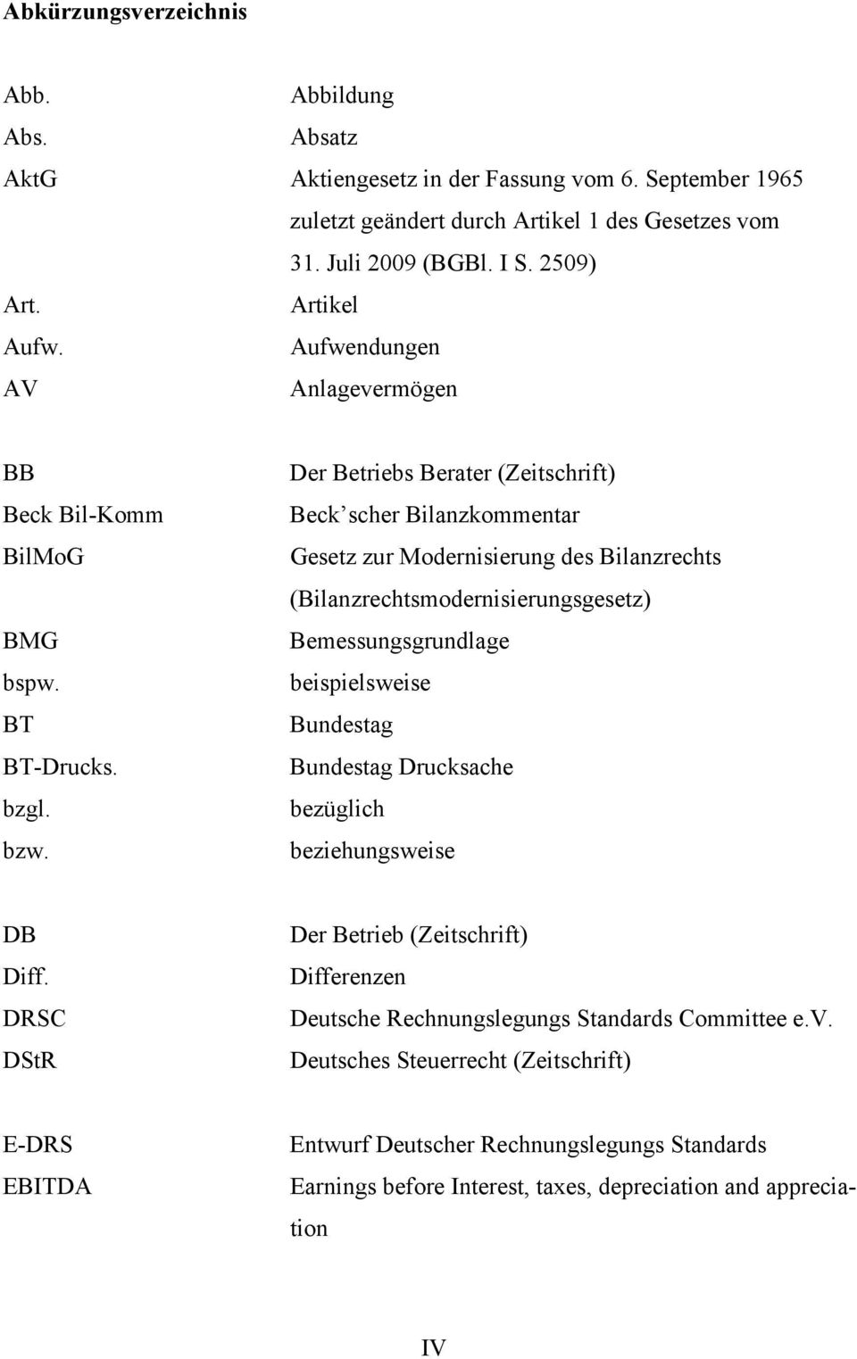 Der Betriebs Berater (Zeitschrift) Beck scher Bilanzkommentar Gesetz zur Modernisierung des Bilanzrechts (Bilanzrechtsmodernisierungsgesetz) Bemessungsgrundlage beispielsweise Bundestag Bundestag