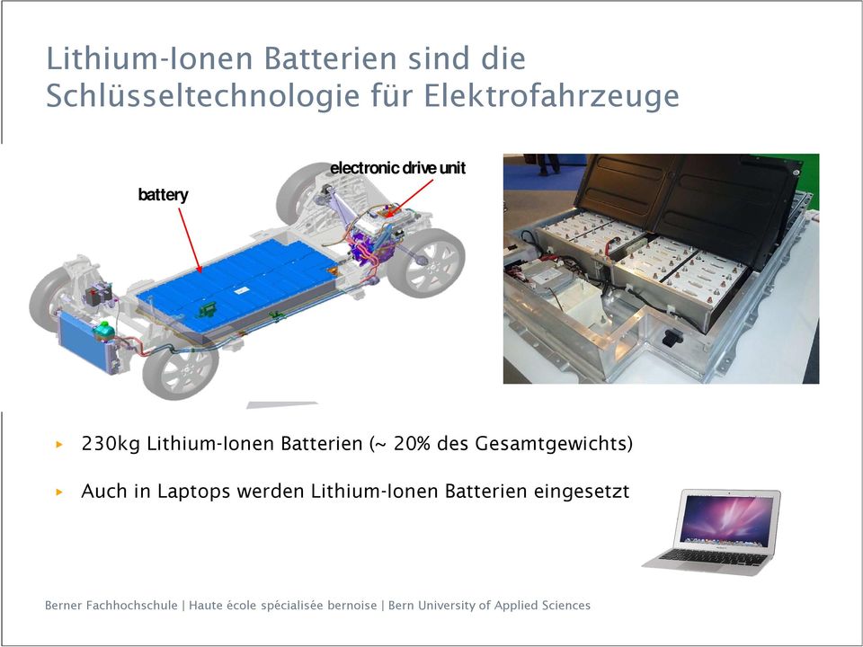 230kg Lithium-Ionen Batterien (~ 20% des