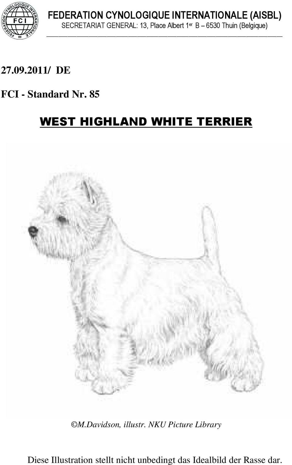 2011/ DE FCI - Standard Nr. 85 WEST HIGHLAND WHITE TERRIER M.