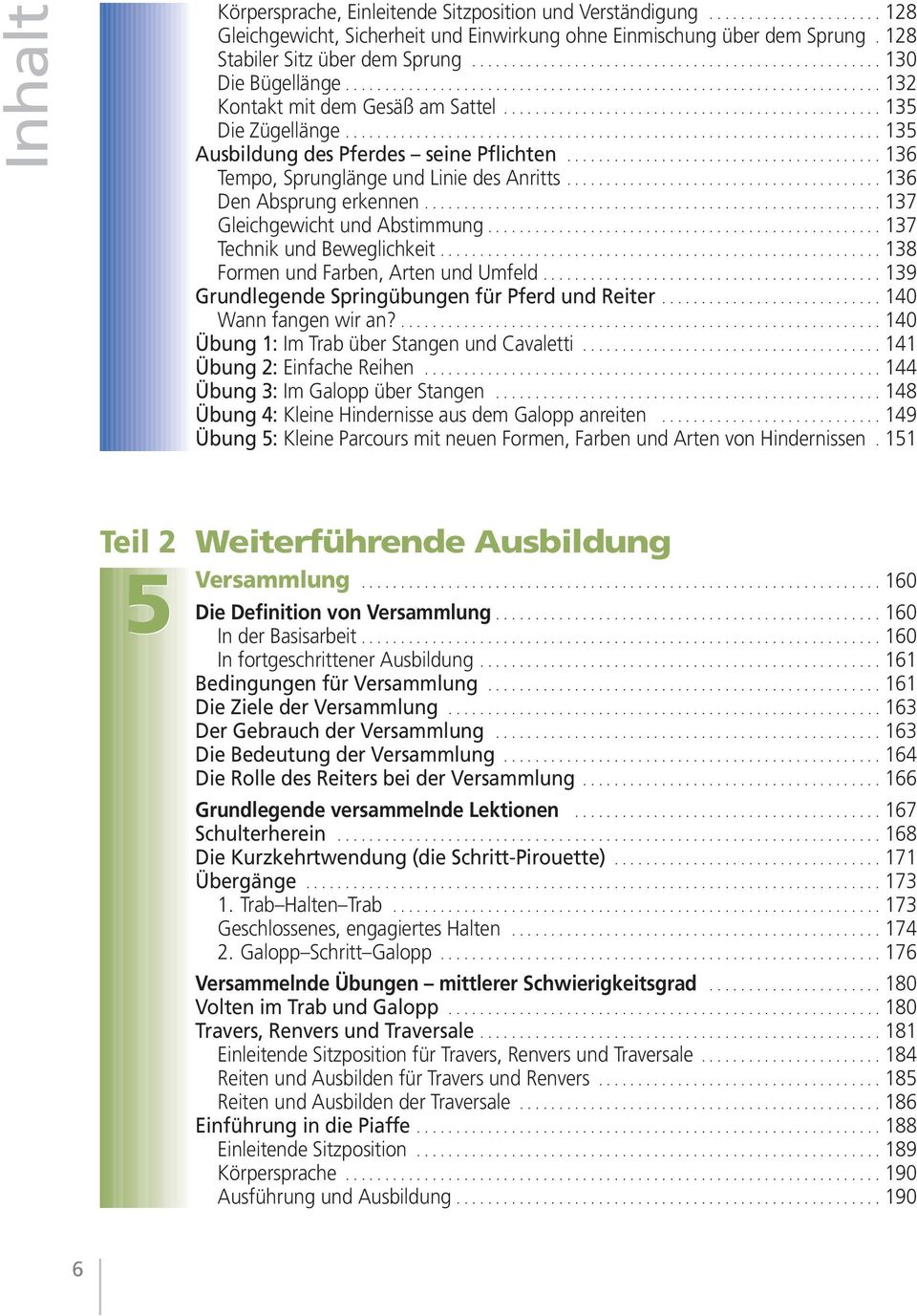 ................................................................... 135 Ausbildung des Pferdes seine Pflichten........................................ 136 Tempo, Sprunglänge und Linie des Anritts.