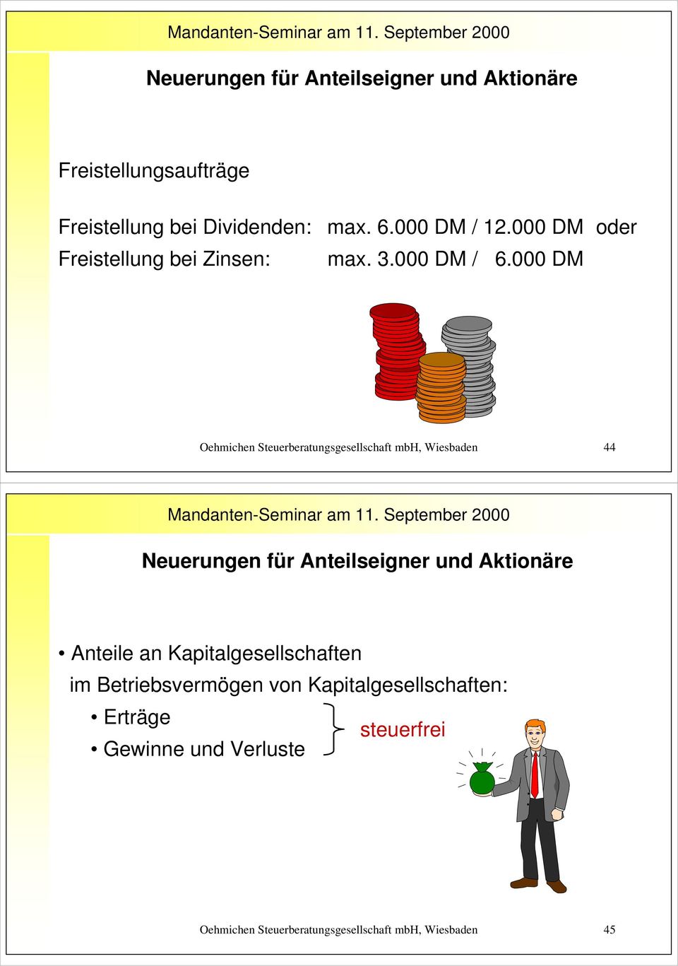 000 DM Oehmichen Steuerberatungsgesellschaft mbh, Wiesbaden 44 Neuerungen für Anteilseigner und Aktionäre