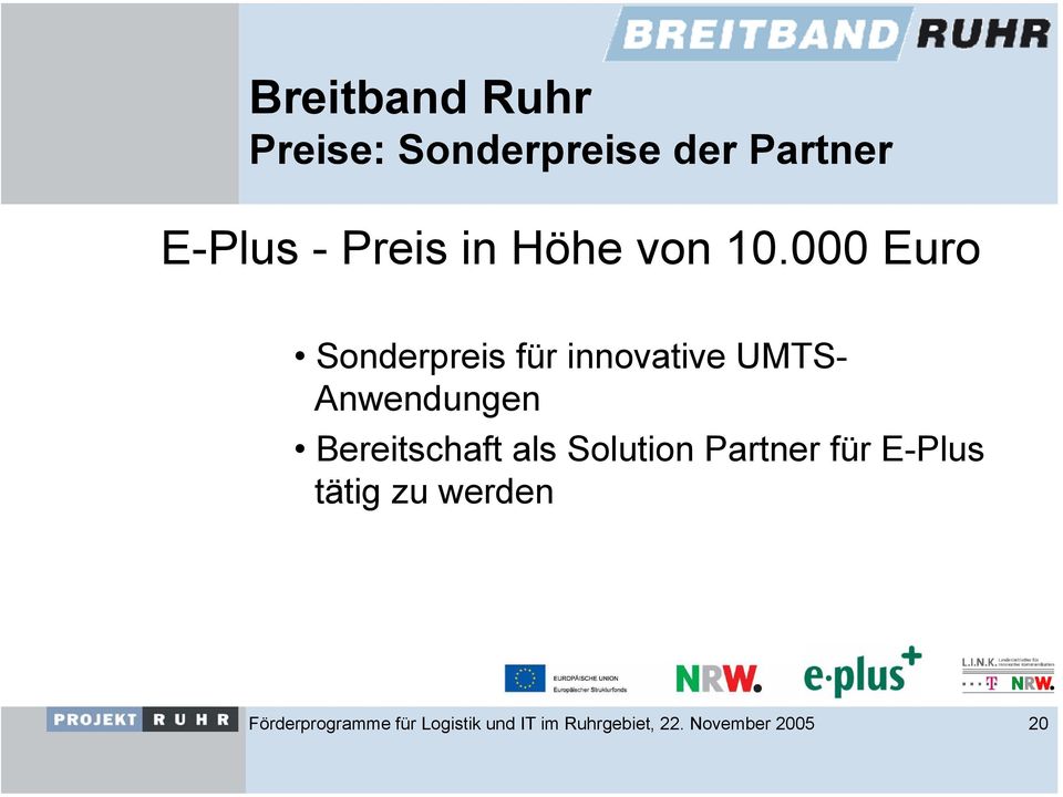 000 Euro Sonderpreis für innovative UMTS-