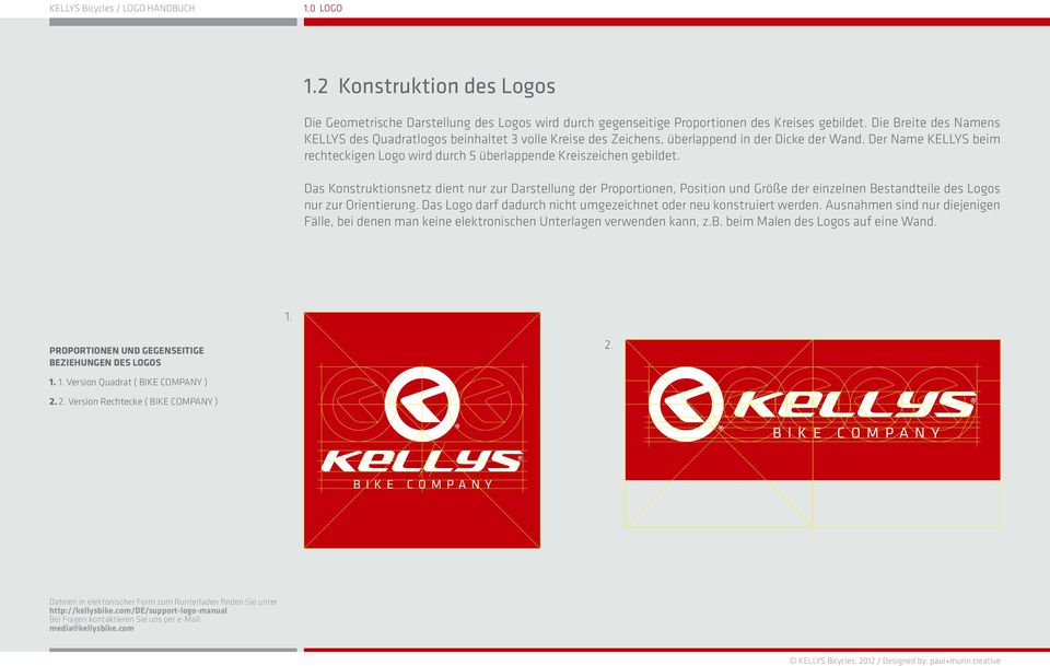 Der Name KELLYS beim rechteckigen Logo wird durch 5 überlappende Kreiszeichen gebildet.