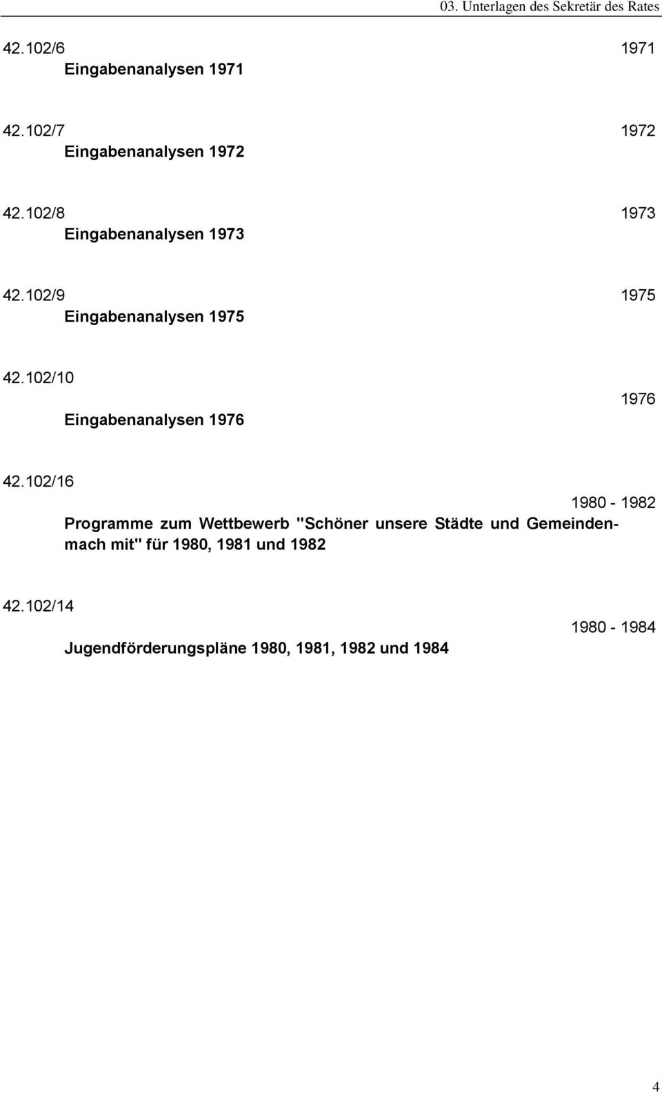 102/9 1975 Eingabenanalysen 1975 42.102/10 Eingabenanalysen 1976 1976 42.
