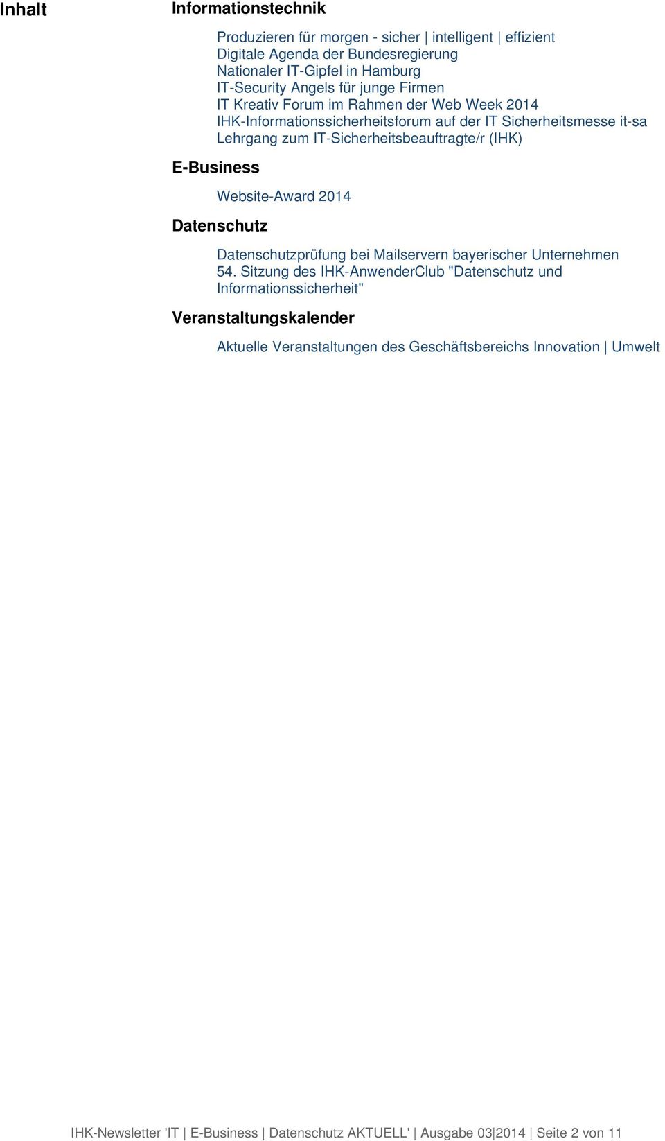 E-Business Website-Award 2014 Datenschutz Datenschutzprüfung bei Mailservern bayerischer Unternehmen 54.