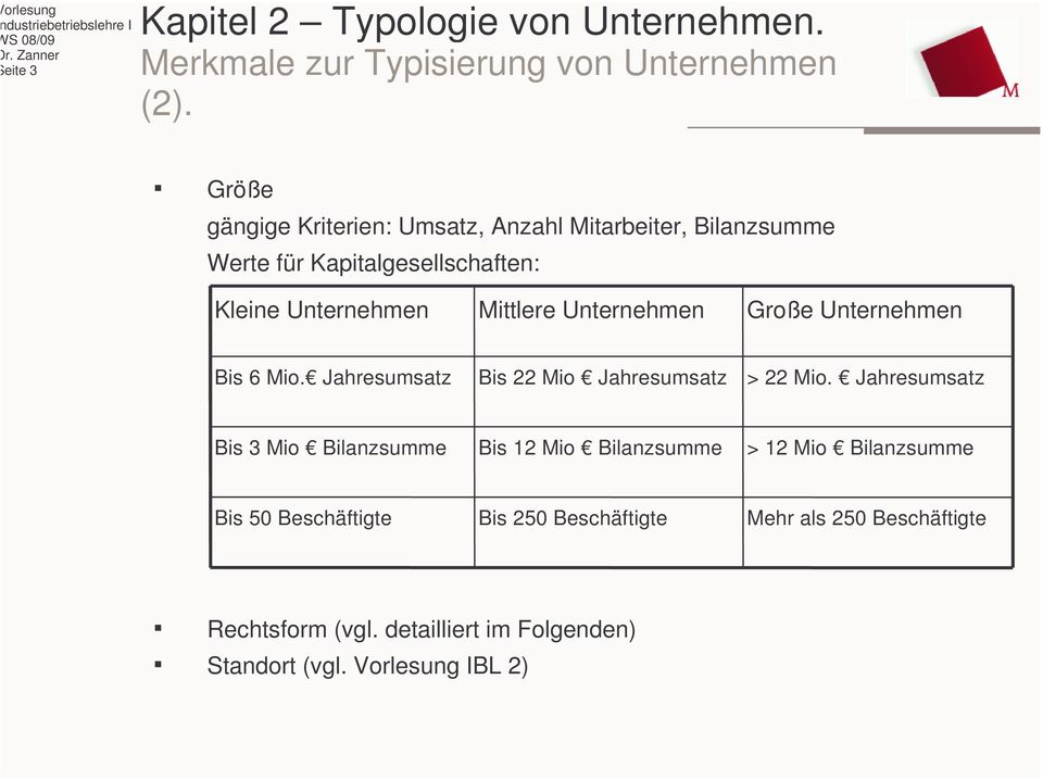 Mittlere Unternehmen Große Unternehmen Bis 6 Mio. Jahresumsatz Bis 22 Mio Jahresumsatz > 22 Mio.