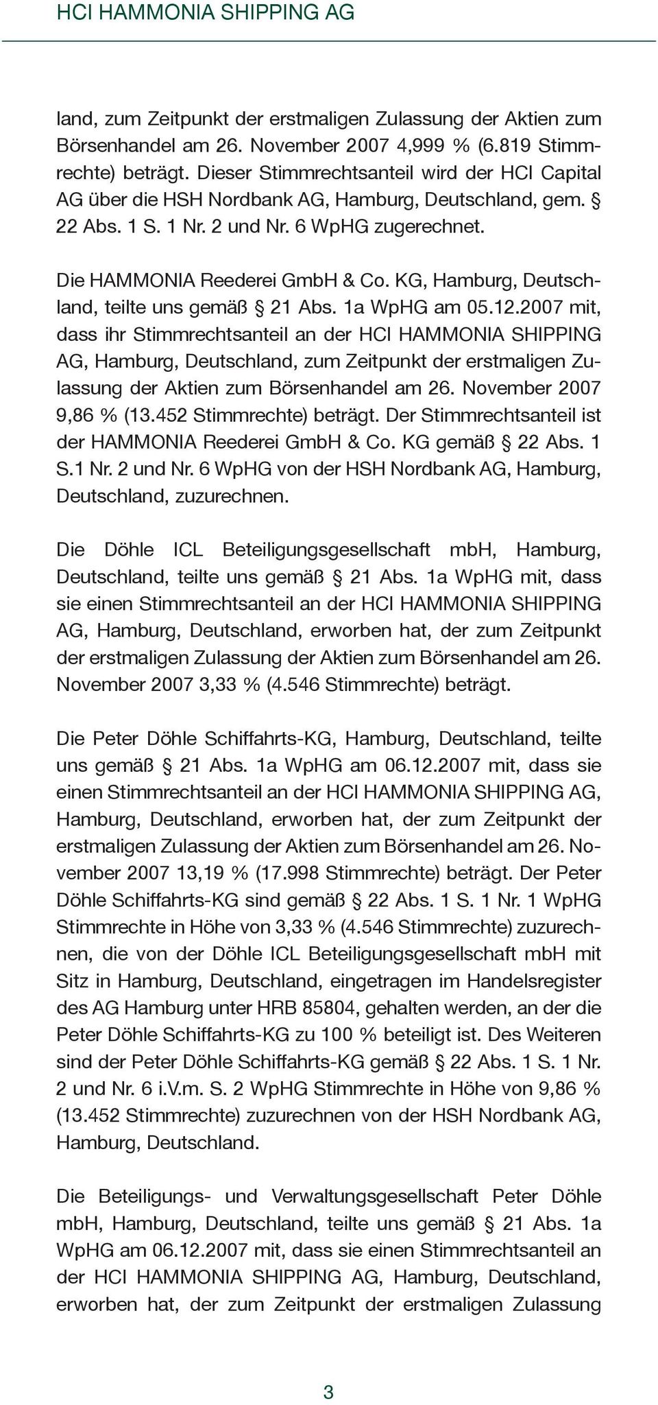 KG, Hamburg, Deutschland, teilte uns gemäß 21 Abs. 1a WpHG am 05.12.