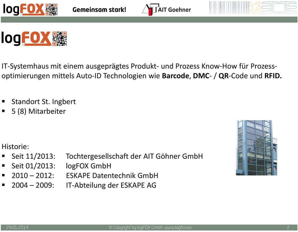 Ingbert 5 (8) Mitarbeiter Historie: Seit 11/2013: Tochtergesellschaft der AIT Göhner GmbH Seit