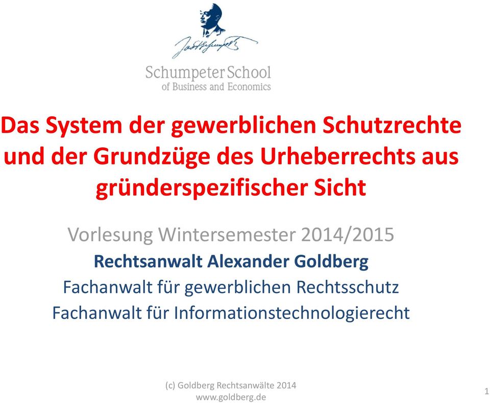 Wintersemester 2014/2015 Rechtsanwalt Alexander Goldberg