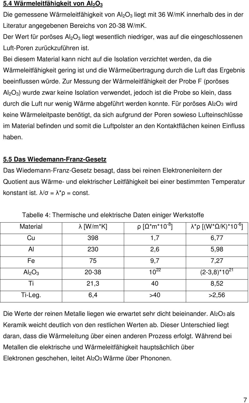 Bei diesem Material kann nicht auf die Isolation verzichtet werden, da die Wärmeleitfähigkeit gering ist und die Wärmeübertragung durch die Luft das Ergebnis beeinflussen würde.