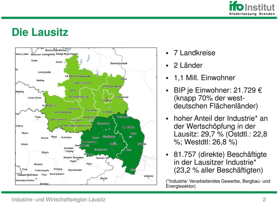 Lausitz: 29,7 % (Ostdtl.: 22,8 %; Westdtl: 26,8 %) 81.