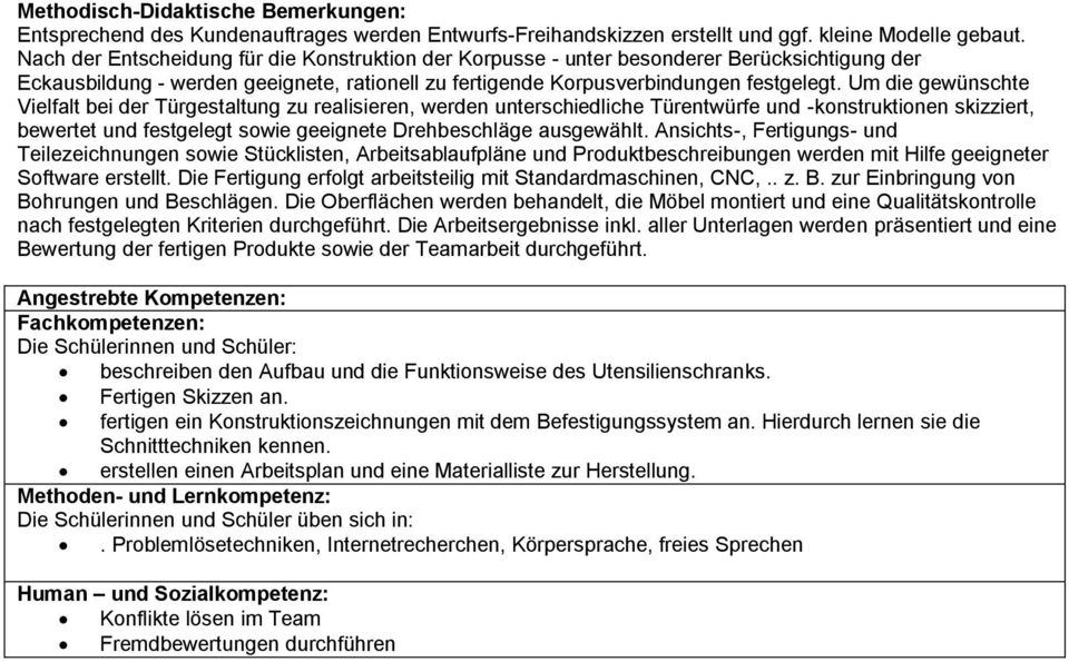 Um die gewünschte Vielfalt bei der Türgestaltung zu realisieren, werden unterschiedliche Türentwürfe und -konstruktionen skizziert, bewertet und festgelegt sowie geeignete Drehbeschläge ausgewählt.