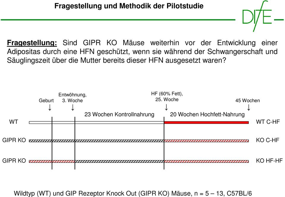 HFN ausgesetzt waren? WT Geburt Entwöhnung, 3. Woche HF (60% Fett), 25.