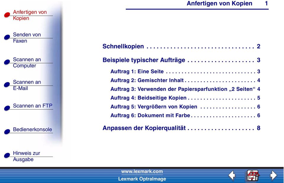 ...................... 4 Auftrag 3: Verwenden der Papiersparfunktion 2 Seiten 4 Auftrag 4: Beidseitige.