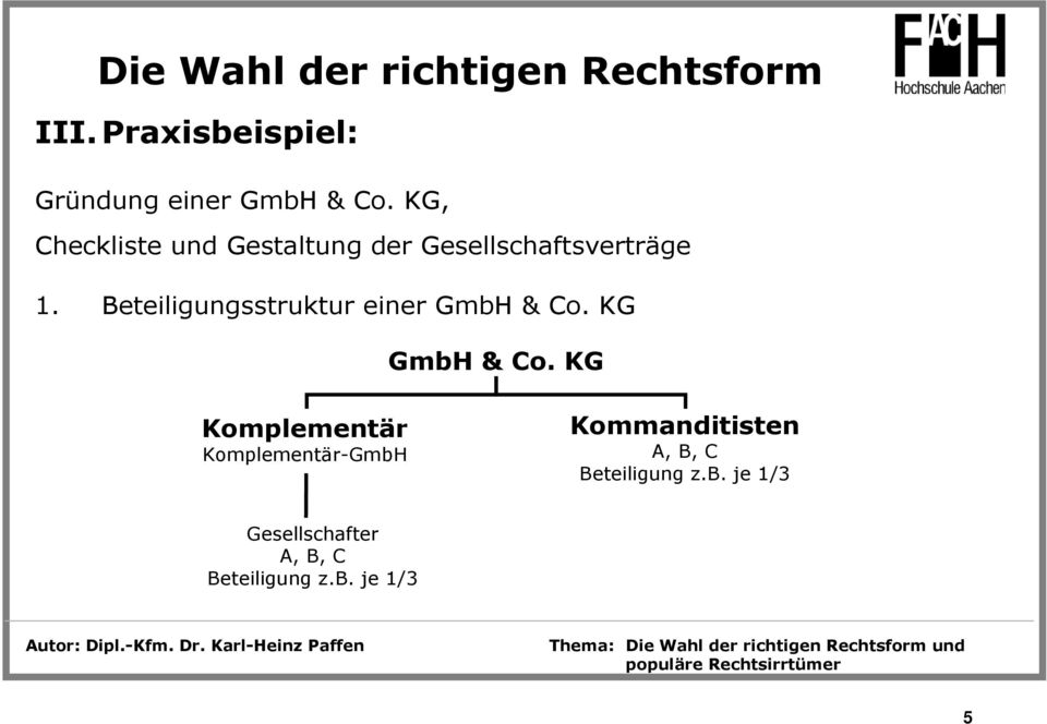 Beteiligungsstruktur einer GmbH & Co. KG GmbH & Co.