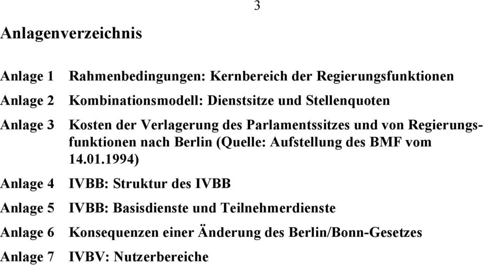 Parlamentssitzes und von Regierungsfunktionen nach Berlin (Quelle: Aufstellung des BMF vom 14.01.