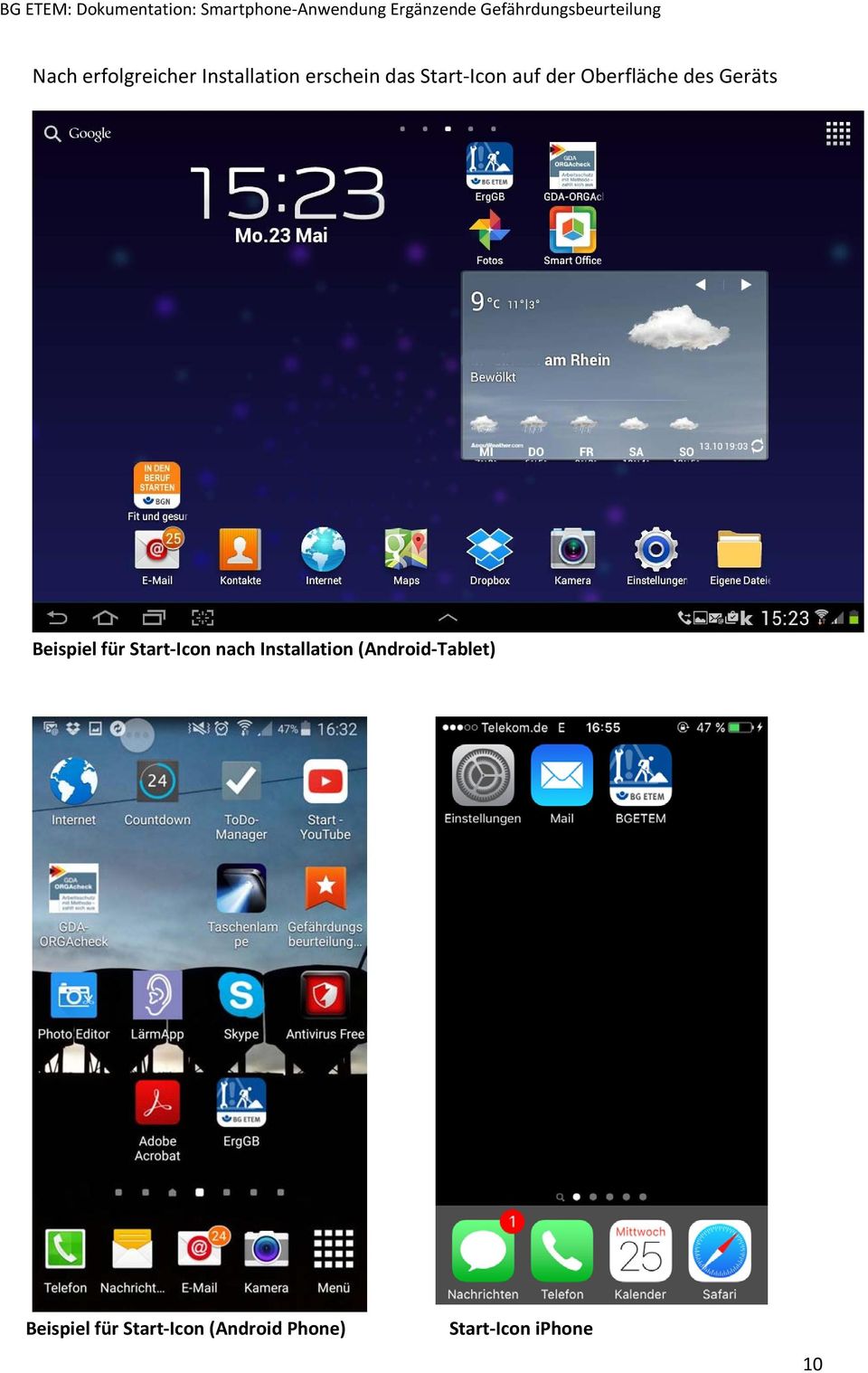 Start Icon nach Installation (Android Tablet)