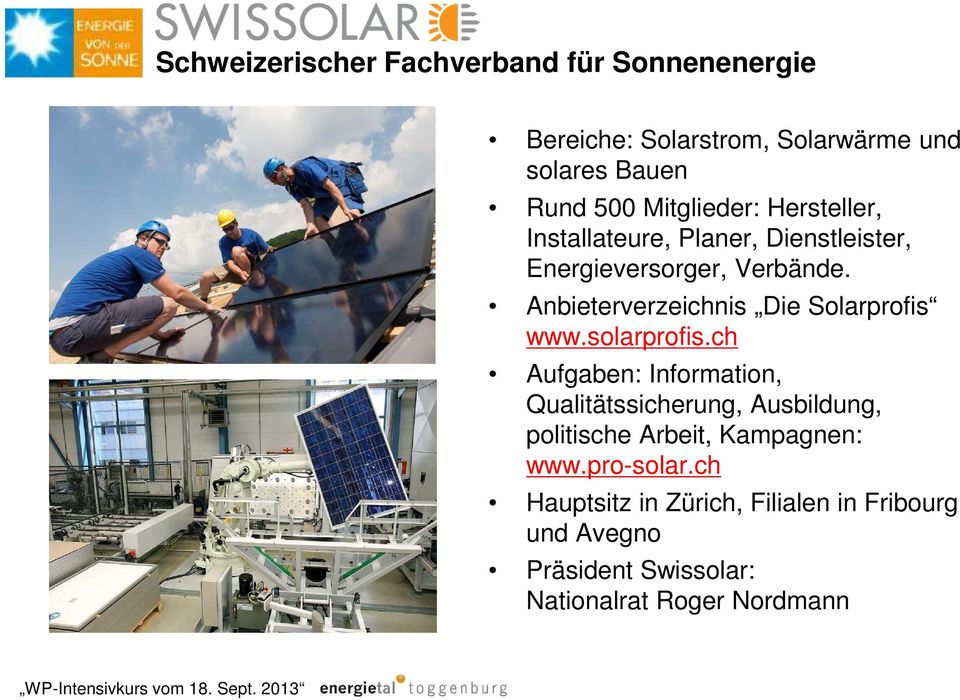 Anbieterverzeichnis Die Solarprofis www.solarprofis.