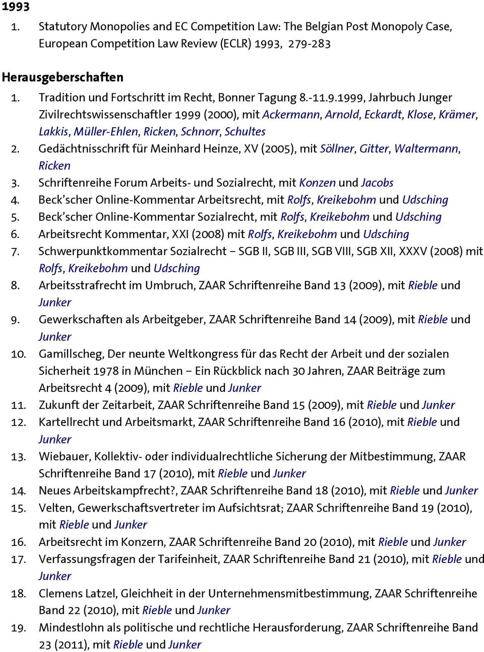 1999, Jahrbuch Junger Zivilrechtswissenschaftler 1999 (2000), mit Ackermann, Arnold, Eckardt, Klose, Krämer, Lakkis, Müller-Ehlen, Ricken, Schnorr, Schultes 2.