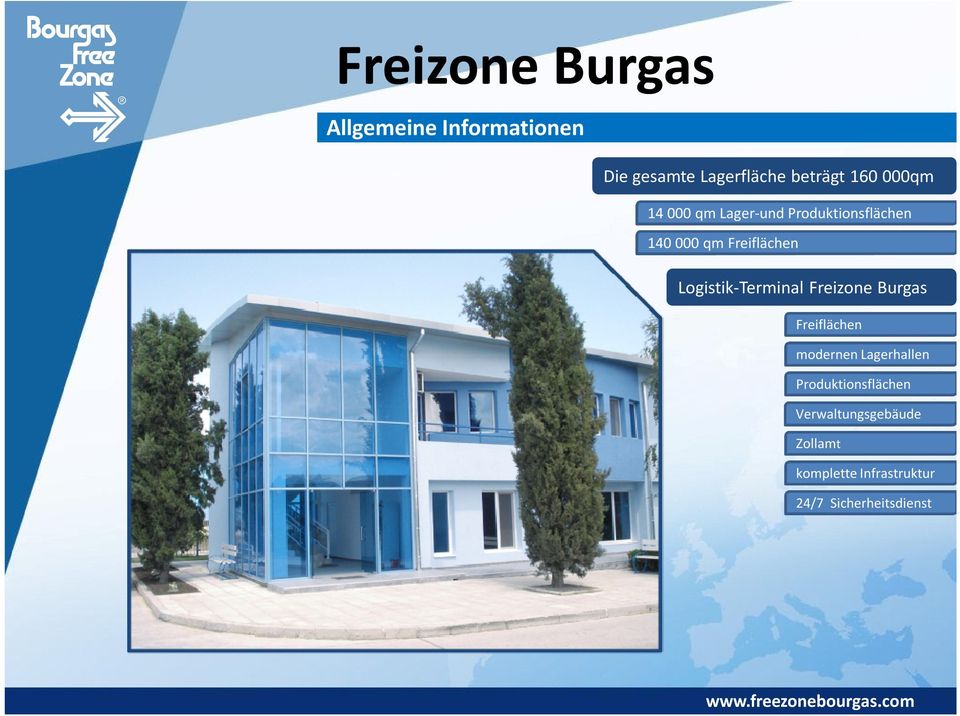 Logistik-Terminal Freizone Burgas Freiflächen modernen Lagerhallen