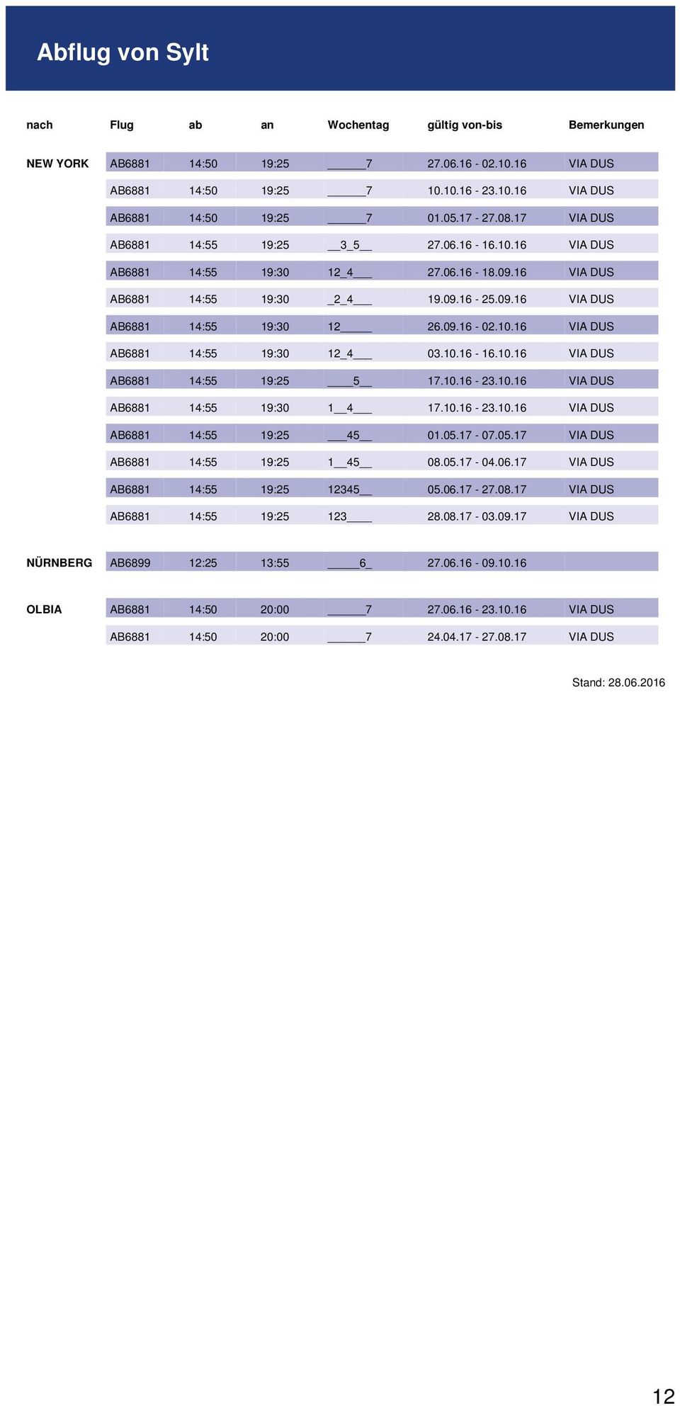 10.16 VIA DUS AB6881 14:55 19:30 12_4 03.10.16-16.10.16 VIA DUS AB6881 14:55 19:25 5 17.10.16-23.10.16 VIA DUS AB6881 14:55 19:30 1 4 17.10.16-23.10.16 VIA DUS AB6881 14:55 19:25 45 01.05.