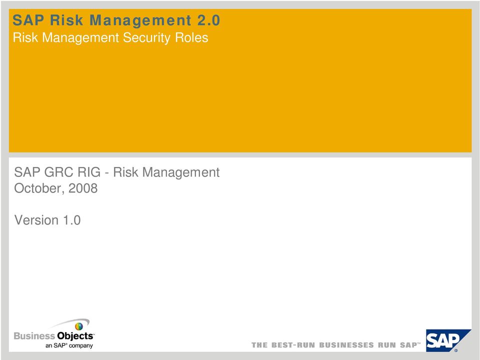 Roles SAP GRC RIG - Risk