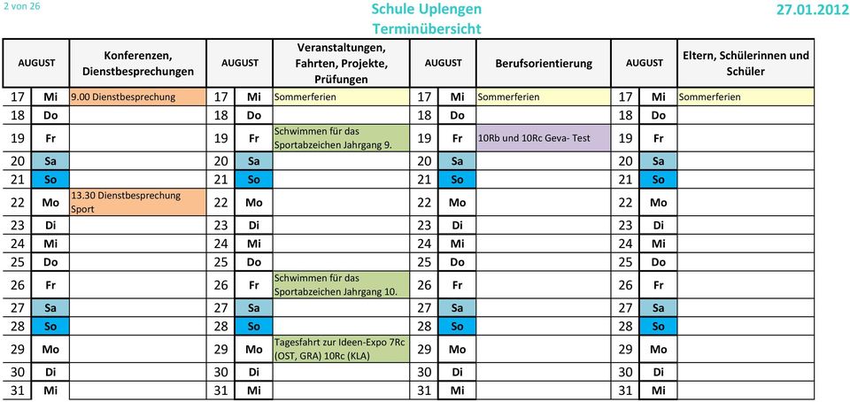 19 Fr 10Rb und 10Rc Geva- Test 19 Fr 20 Sa 20 Sa 20 Sa 20 Sa 21 So 21 So 21 So 21 So 13.