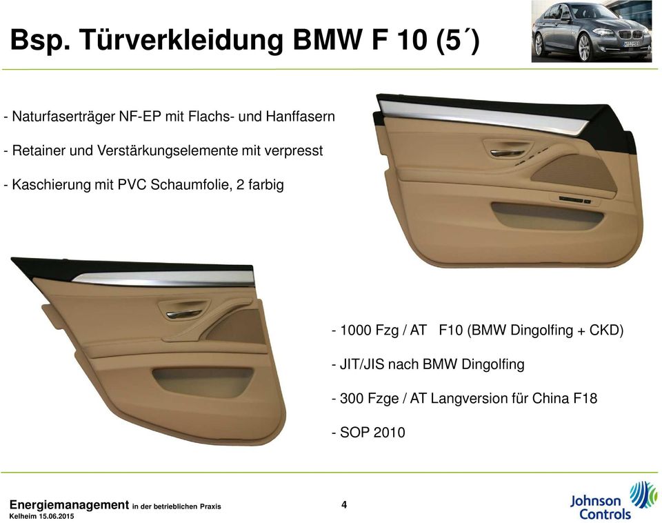 mit PVC Schaumfolie, 2 farbig - 1000 Fzg / AT F10 (BMW Dingolfing + CKD) -