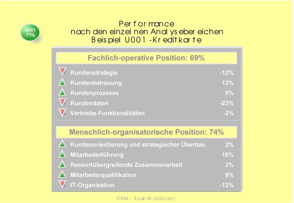 Vertriebs-Funktionalitäten -2% Menschlich-organisatorische Position: 74% Kundenorientierung und