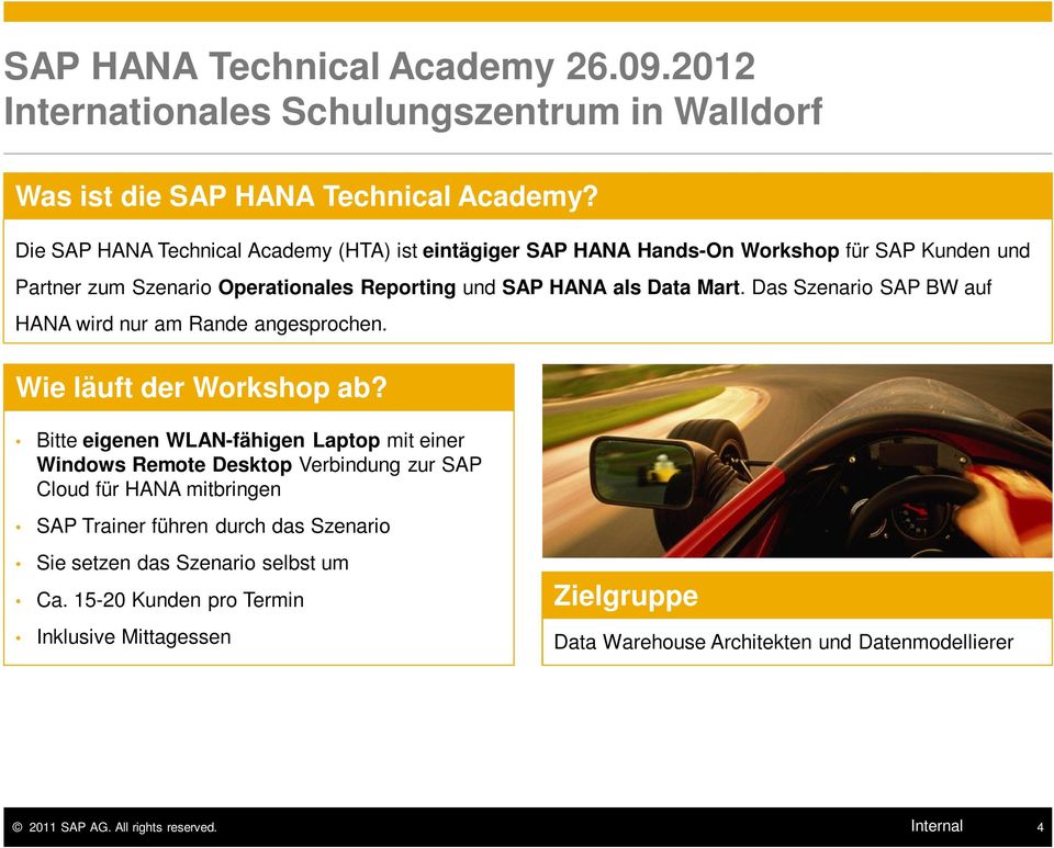 Mart. Das Szenario SAP BW auf HANA wird nur am Rande angesprochen. Wie läuft der Workshop ab?