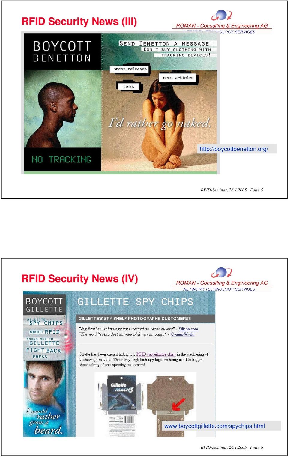 1.2005, Folie 5 RFID Security News (IV) www.