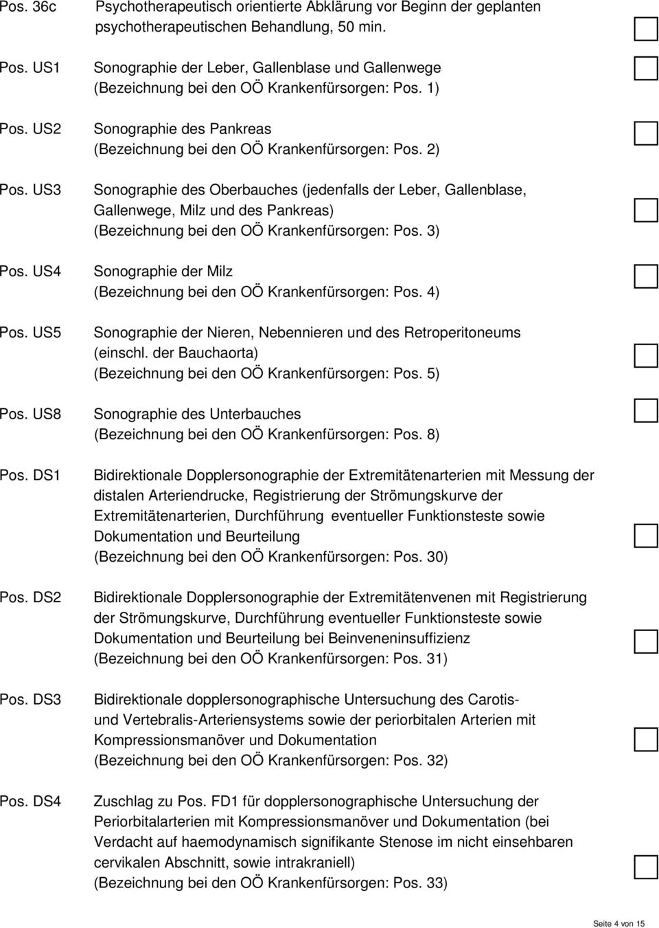 Sonographie der Leber, Gallenblase und Gallenwege (Bezeichnung bei den OÖ Krankenfürsorgen: Pos. 1) Sonographie des Pankreas (Bezeichnung bei den OÖ Krankenfürsorgen: Pos.