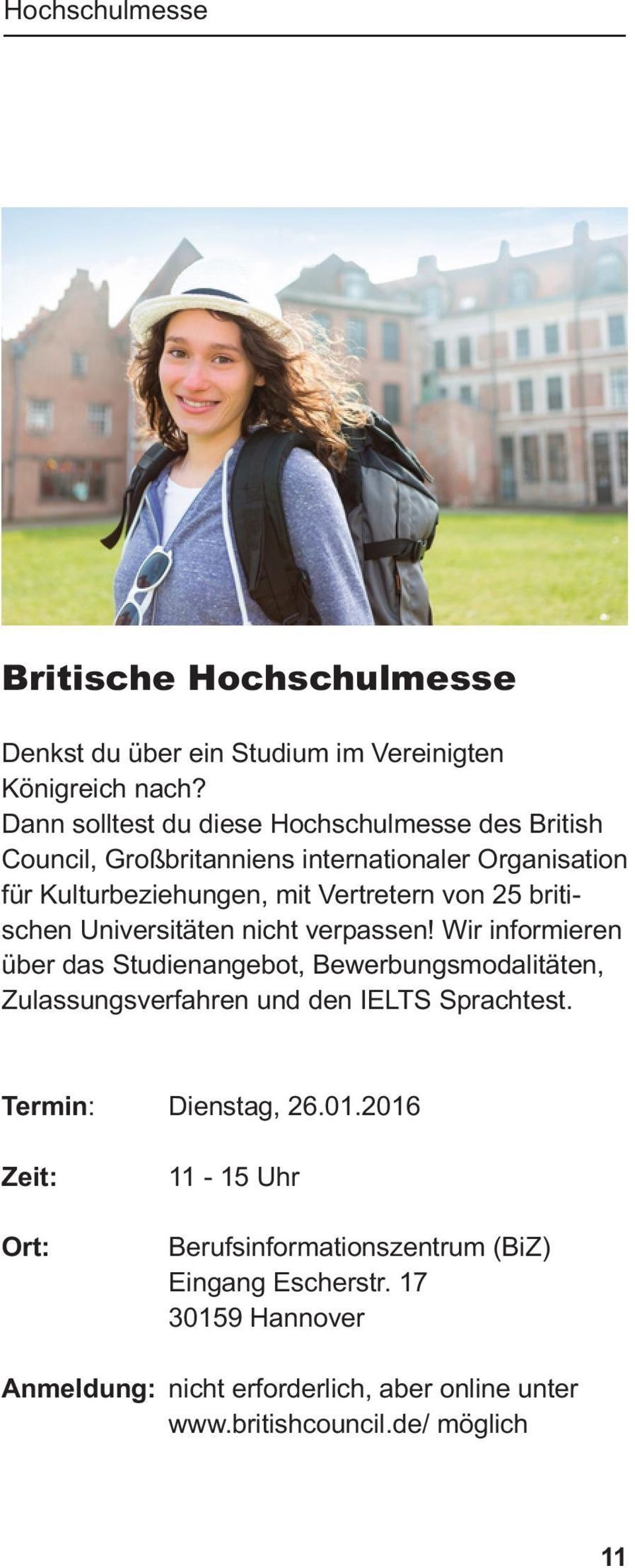 Vertretern von 25 britischen Universitäten nicht verpassen!