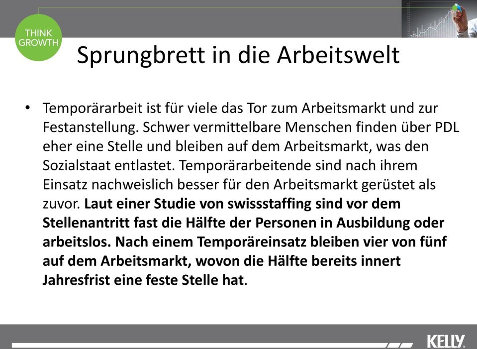 Temporärarbeitende sind nach ihrem Einsatz nachweislich besser für den Arbeitsmarkt gerüstet als zuvor.