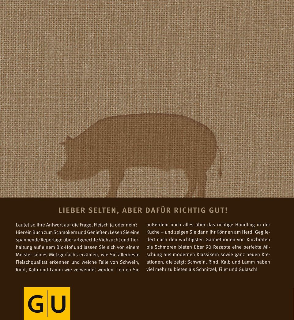 erzählen, wie Sie allerbeste Fleischqualität erkennen und welche Teile von Schwein, Rind, Kalb und Lamm wie verwendet werden.