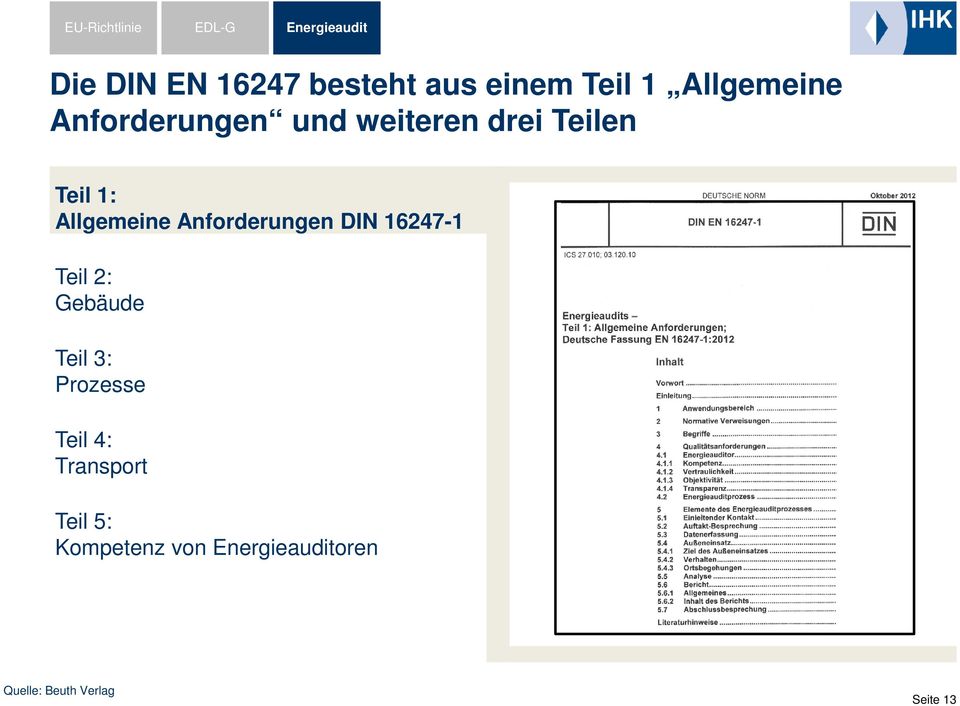 Anforderungen DIN 16247-1 Teil 2: Gebäude Teil 3: Prozesse Teil