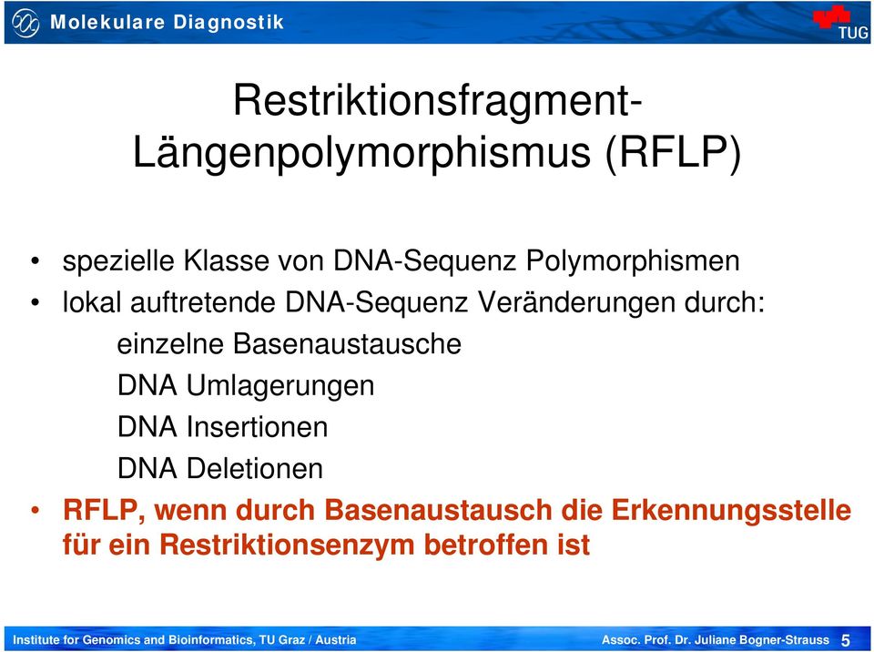 einzelne Basenaustausche DNA Umlagerungen DNA Insertionen DNA Deletionen RFLP,