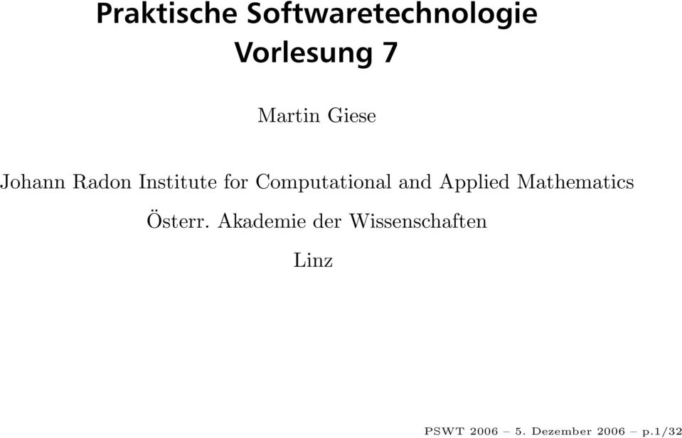 Computational and Applied Mathematics Österr.