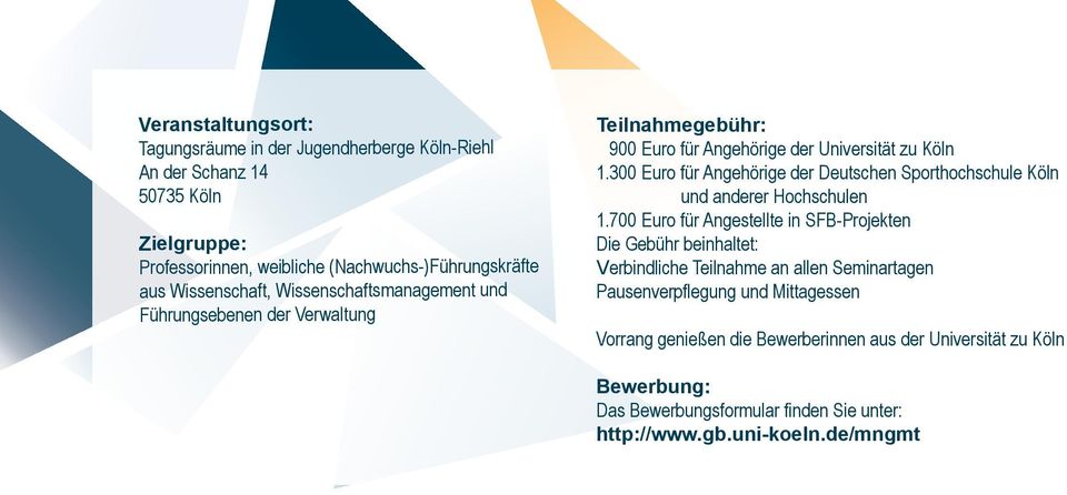 300 Euro für Angehörige der Deutschen Sporthochschule Köln und anderer Hochschulen 1.