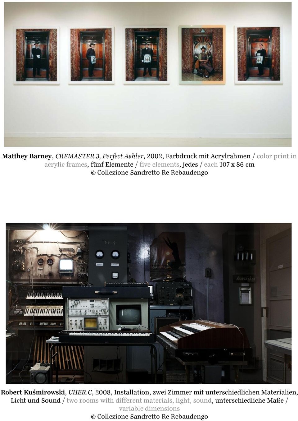 UHER.C, 2008, Installation, zwei Zimmer mit unterschiedlichen Materialien, Licht und Sound / two rooms with