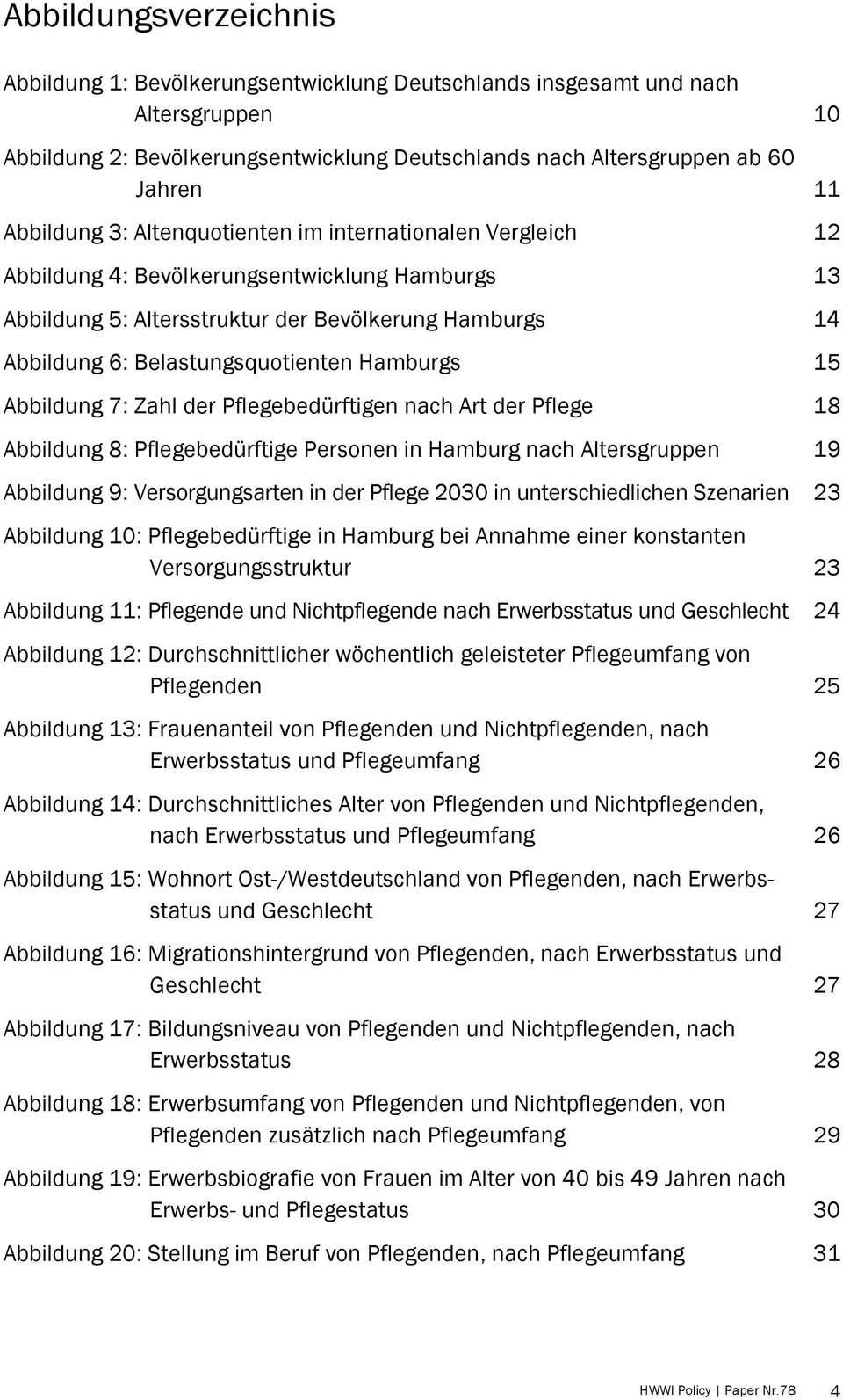 Hamburgs 15 Abbildung 7: Zahl der Pflegebedürftigen nach Art der Pflege 18 Abbildung 8: Pflegebedürftige Personen in Hamburg nach Altersgruppen 19 Abbildung 9: Versorgungsarten in der Pflege 2030 in