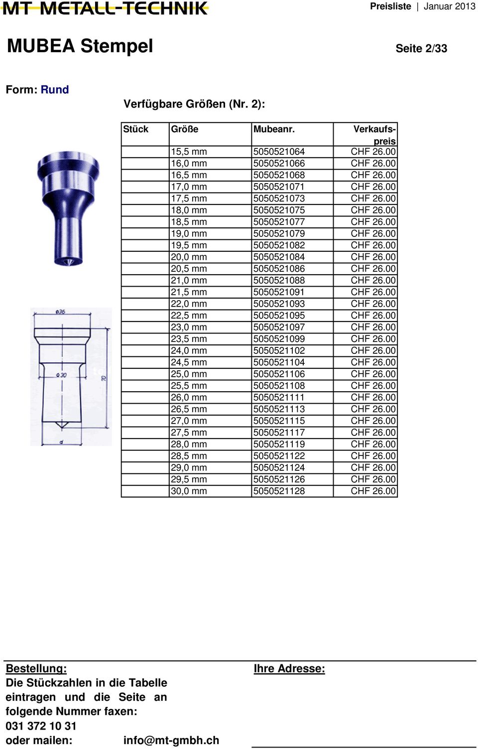 00 20,5 mm 5050521086 CHF 26.00 21,0 mm 5050521088 CHF 26.00 21,5 mm 5050521091 CHF 26.00 22,0 mm 5050521093 CHF 26.00 22,5 mm 5050521095 CHF 26.00 23,0 mm 5050521097 CHF 26.